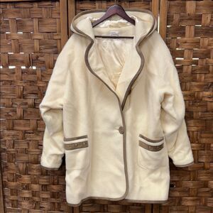 Vintage NOS Eagle Création Nord-Est Wool and Suede hand painted Women's Coat